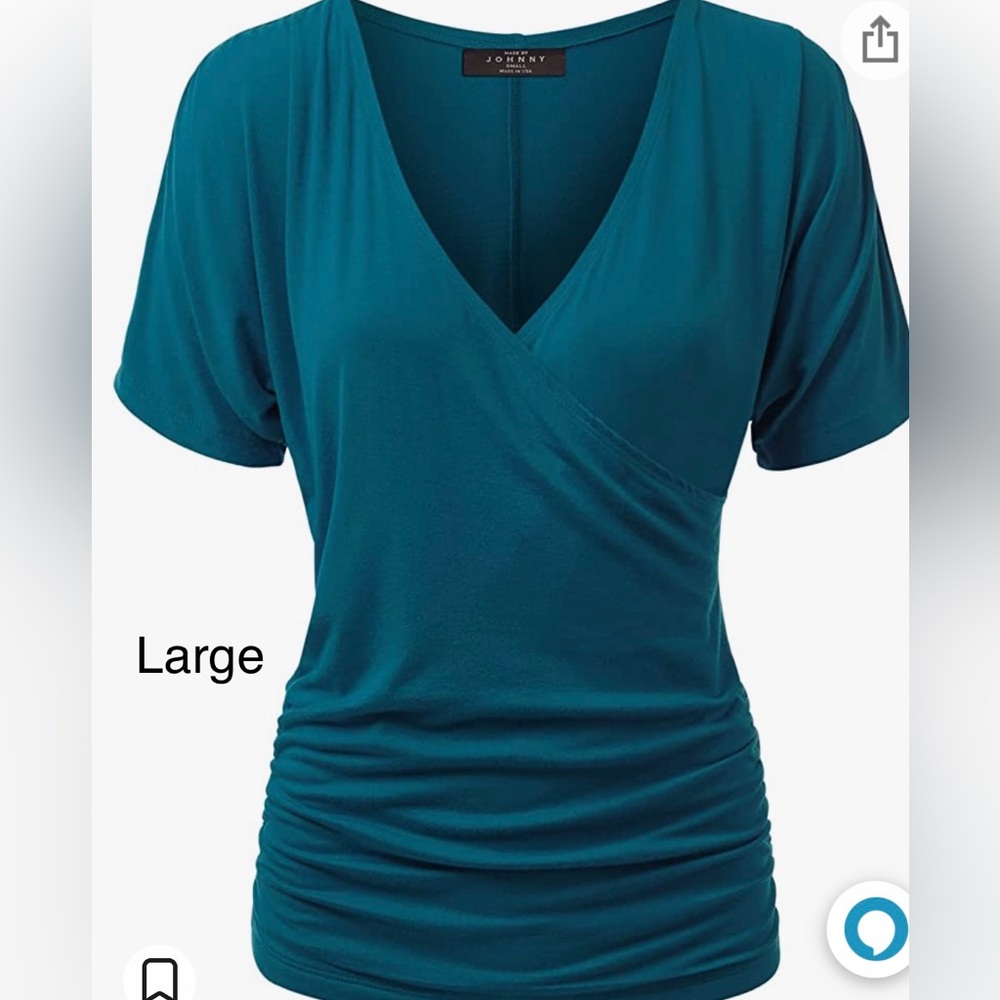 Size Large Dark Teal worn once Rouched Vneck Shirt